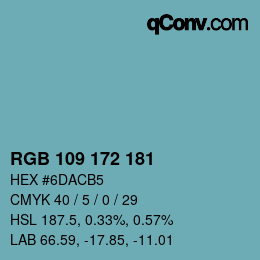 カラーコード: RGB 109 172 181 | qconv.com