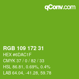Color code: RGB 109 172 31 | qconv.com