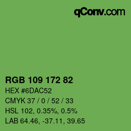 Color code: RGB 109 172 82 | qconv.com