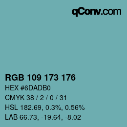 颜色代码: RGB 109 173 176 | qconv.com