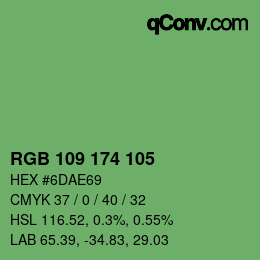 Color code: RGB 109 174 105 | qconv.com