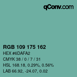 Color code: RGB 109 175 162 | qconv.com