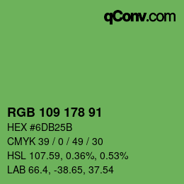 Color code: RGB 109 178 91 | qconv.com