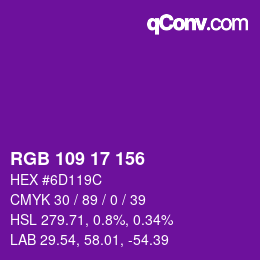 カラーコード: RGB 109 17 156 | qconv.com