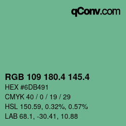 カラーコード: RGB 109 180.4 145.4 | qconv.com