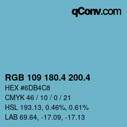 カラーコード: RGB 109 180.4 200.4 | qconv.com