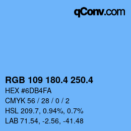 カラーコード: RGB 109 180.4 250.4 | qconv.com