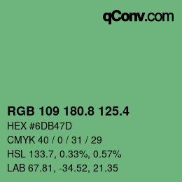 カラーコード: RGB 109 180.8 125.4 | qconv.com