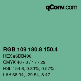 カラーコード: RGB 109 180.8 150.4 | qconv.com