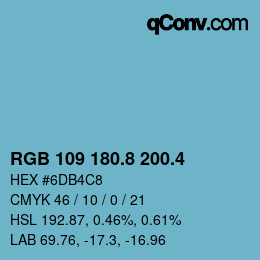 カラーコード: RGB 109 180.8 200.4 | qconv.com