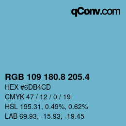 カラーコード: RGB 109 180.8 205.4 | qconv.com