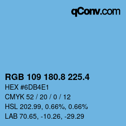 カラーコード: RGB 109 180.8 225.4 | qconv.com