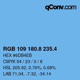 カラーコード: RGB 109 180.8 235.4 | qconv.com