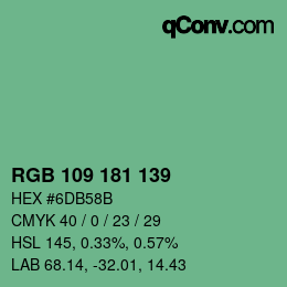 Color code: RGB 109 181 139 | qconv.com