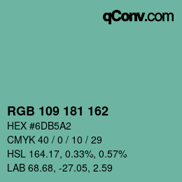 Color code: RGB 109 181 162 | qconv.com