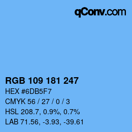 Color code: RGB 109 181 247 | qconv.com