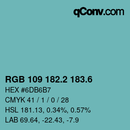 カラーコード: RGB 109 182.2 183.6 | qconv.com