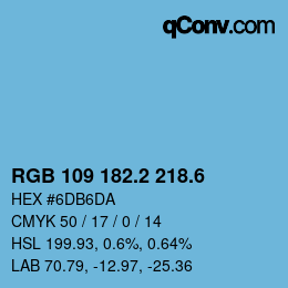 カラーコード: RGB 109 182.2 218.6 | qconv.com