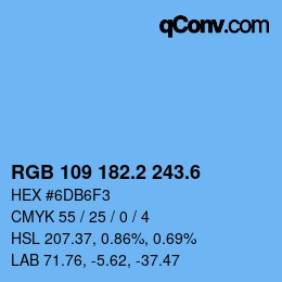 カラーコード: RGB 109 182.2 243.6 | qconv.com