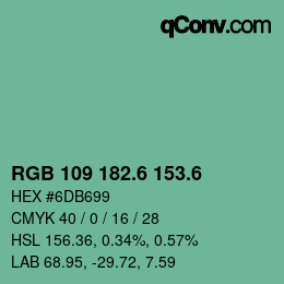 カラーコード: RGB 109 182.6 153.6 | qconv.com