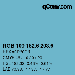 カラーコード: RGB 109 182.6 203.6 | qconv.com