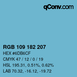 Color code: RGB 109 182 207 | qconv.com