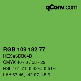 カラーコード: RGB 109 182 77 | qconv.com