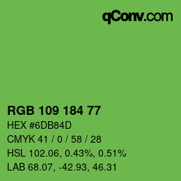Code couleur: RGB 109 184 77 | qconv.com