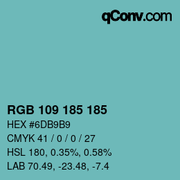 Color code: RGB 109 185 185 | qconv.com
