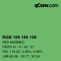 Farbcode: RGB 109 186 108 | qconv.com