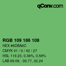 颜色代码: RGB 109 186 108 | qconv.com