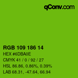 Color code: RGB 109 186 14 | qconv.com