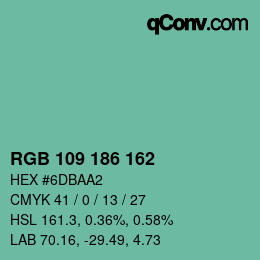 Color code: RGB 109 186 162 | qconv.com