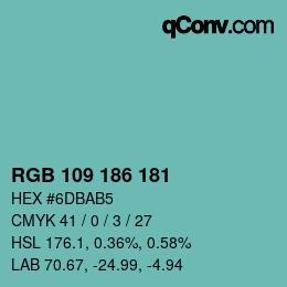 Código de color: RGB 109 186 181 | qconv.com