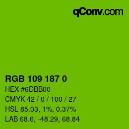 Color code: RGB 109 187 0 | qconv.com