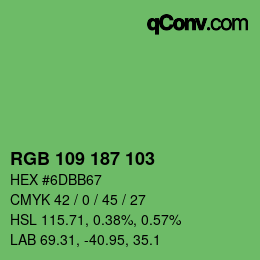 Color code: RGB 109 187 103 | qconv.com