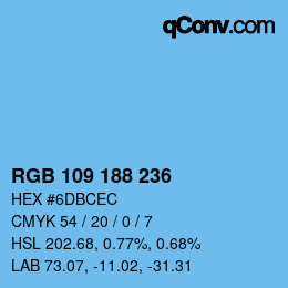 Color code: RGB 109 188 236 | qconv.com