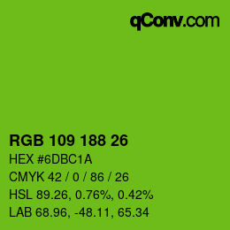 Color code: RGB 109 188 26 | qconv.com