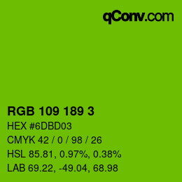 カラーコード: RGB 109 189 3 | qconv.com