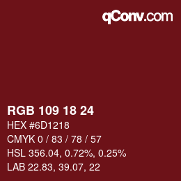 Color code: RGB 109 18 24 | qconv.com