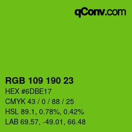 Color code: RGB 109 190 23 | qconv.com