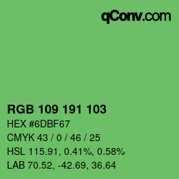Color code: RGB 109 191 103 | qconv.com