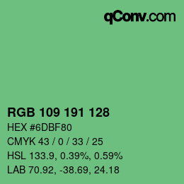 Color code: RGB 109 191 128 | qconv.com