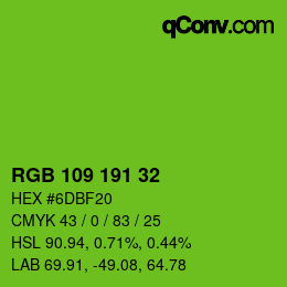 Color code: RGB 109 191 32 | qconv.com