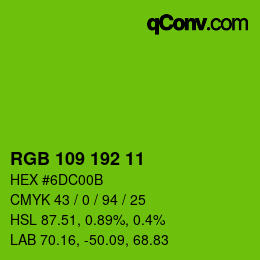 Color code: RGB 109 192 11 | qconv.com