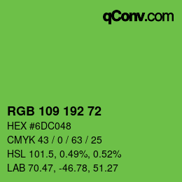Color code: RGB 109 192 72 | qconv.com
