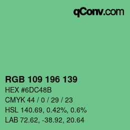 カラーコード: RGB 109 196 139 | qconv.com