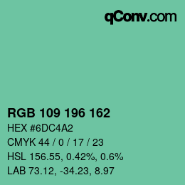 Color code: RGB 109 196 162 | qconv.com