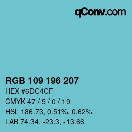 Color code: RGB 109 196 207 | qconv.com