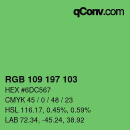 カラーコード: RGB 109 197 103 | qconv.com